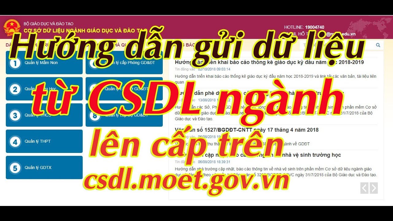 Hướng dẫn gửi dữ liệu CSDL ngành lên cấp trên csdl... - youtube