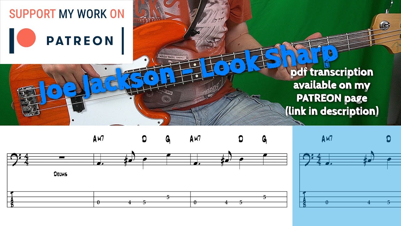 Joe Jackson - Look Sharp (Bass cover with tabs)