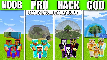 Minecraft Battle : BUILD SANDY HOUSE FAMILY CHALLENGE - NOOB vs PRO vs HACKER vs GOD / Animation