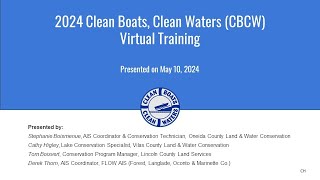 May 10, 2024 Clean Boats, Clean Waters Virtual Training in the Northwoods