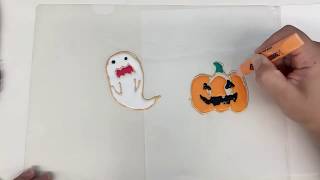 【 作り方 】グラスデコ絵の具でガラスアート　ステンドグラス風　ハロウィンを楽しむ