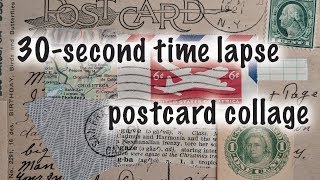 Collage on a postcard - Time lapse #shorts