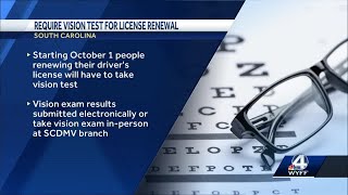 SCDMV to require vision test for license renewal starting in October
