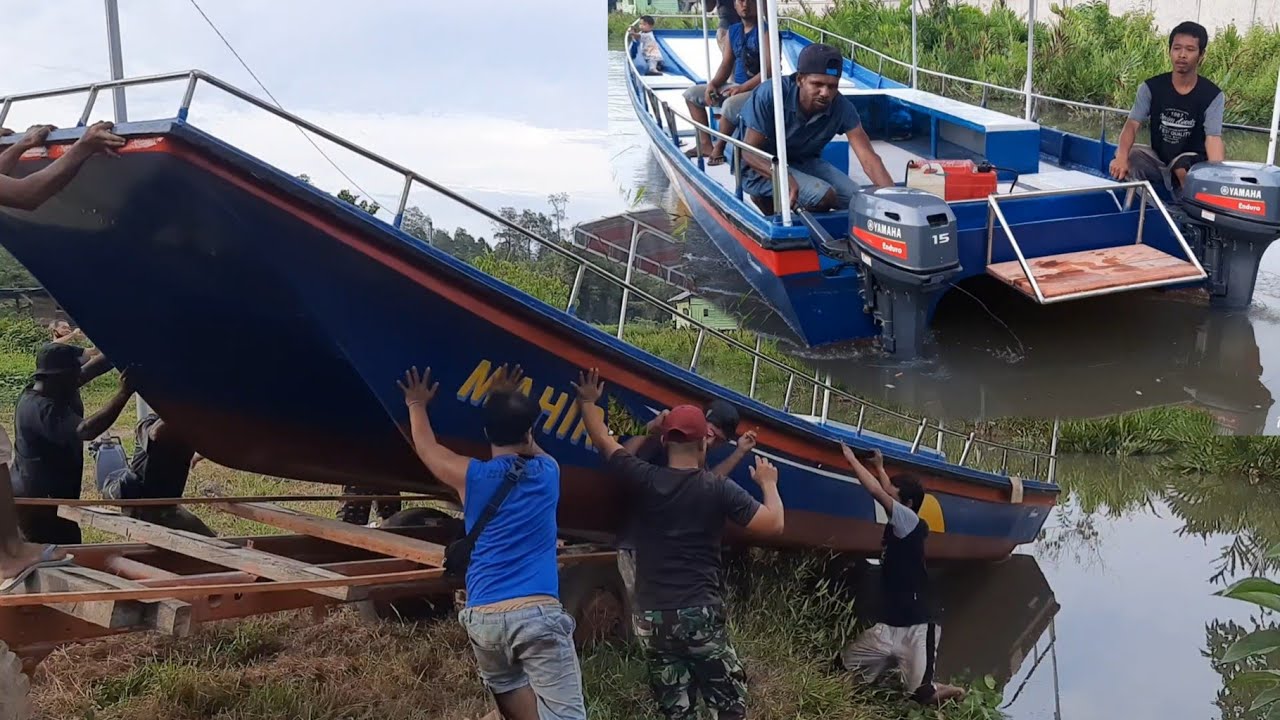 Ahirnya selesai pembuatan perahu katamaran siap di turunkan Mahira 02