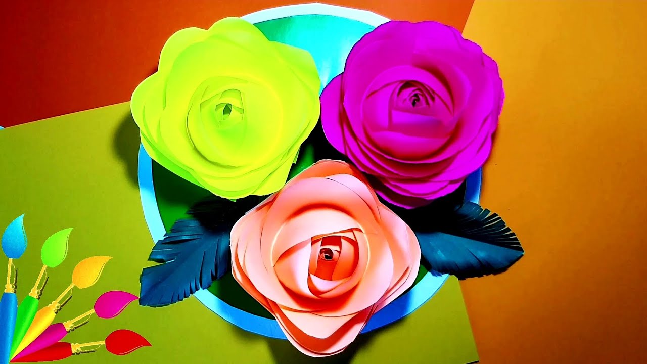 ЦВЕТЫ (цветная бумага) FLOWERS (colored paper) YouTube