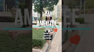 Fashionably Resilient: Strong and Beautiful Amputee Girl Walking with Crutch