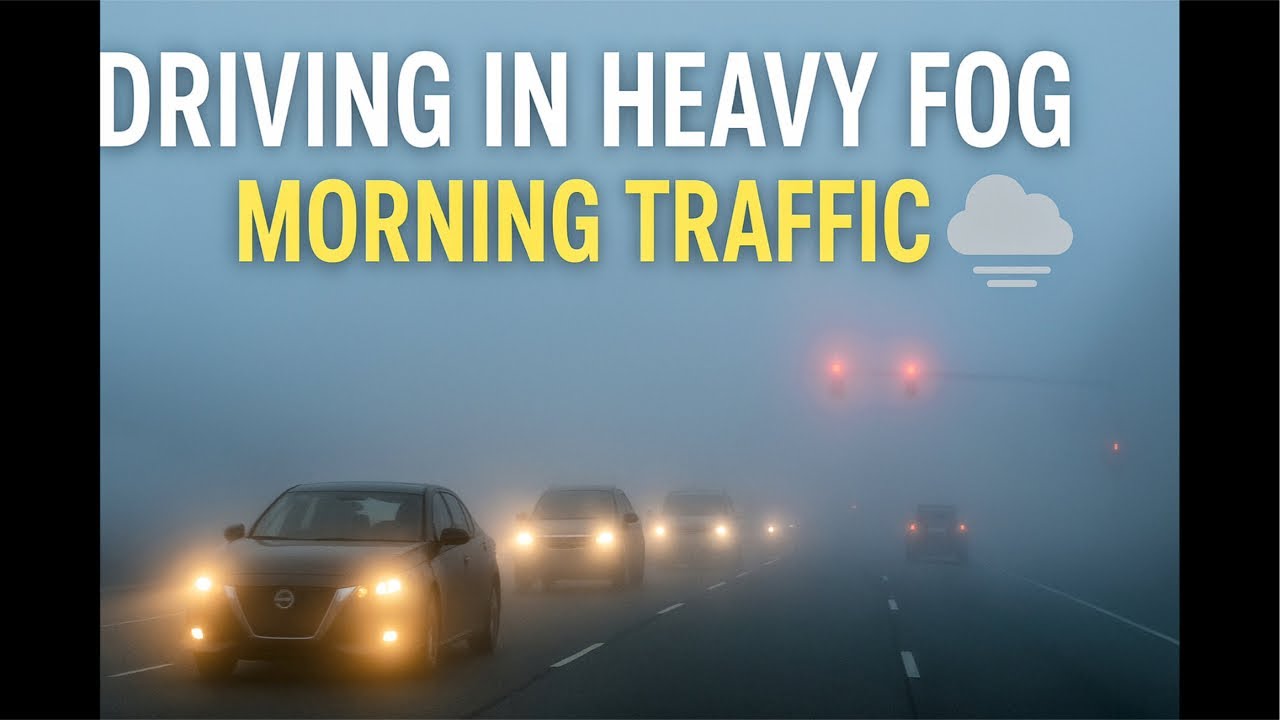 “Heavy Fog Morning Drive 🚗 | Low Visibility & Busy Traffic!”