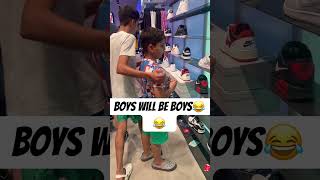 Boys will be boys😂#shopping #nike #shoes #crazy #youtubeshorts #funny #shorts #fun #siblings #dubai