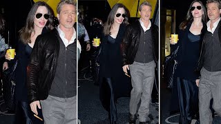 EXCLUSIVE: ANGELINA JOLIE AND BRAD PITT LEAVE NYC HOTEL EARLY IN THE MORNING WHILE IT'S STILL DARK