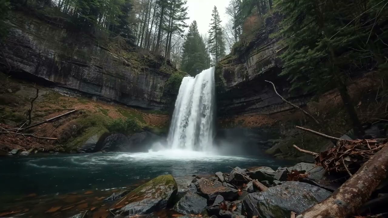 Calm Forest Waterfall Ambience 🌿 Natural Water Sounds for Relaxation