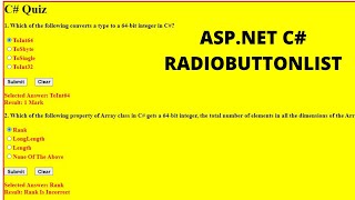 How to create quiz using Radio Button List using ASP.NET C#| TECH SOLUTIONS. Update
