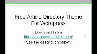 Free Article Directory Theme For Wordpress