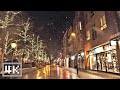 Snowfall in a dutch city  walking in hoogeveen in the winter snow 4k