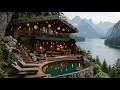 Relaxing Jazz at the Riverside Outdoor Villa | Soft Piano Music in the Serene Forest for a Calm Mood