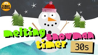30 Second Melting Snowman Timer ☃️❄️ | Calm Christmas Countdown with Festive Music in 4k
