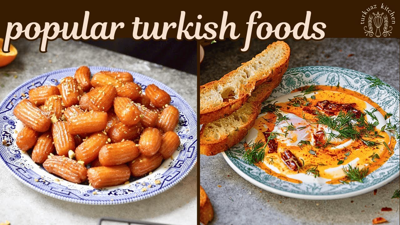 Популярная турецкая еда (десерт Тулумба и турецкие яйца/Чылбыр)