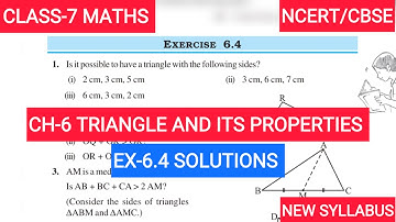 Exercise-6.4 Triangle and its Properties Chapter - 6 | Class 7th Maths | NCERT CBSE