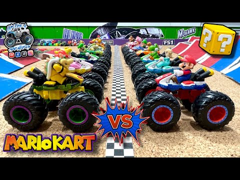 MarioKart CUSTOM Monster Trucks | Toy Diecast Monster Truck Racing Tournament | 16 Race, 1 will win!