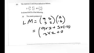 Question 10(a) and (b) | CSEC Math May 2024| Matrices