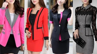 Elegant formal office business women suits jacket blazers and skirts/two peace blazers with skirt dr