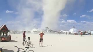 Dust devil hitting Siren's Cove, Burning Man 2017