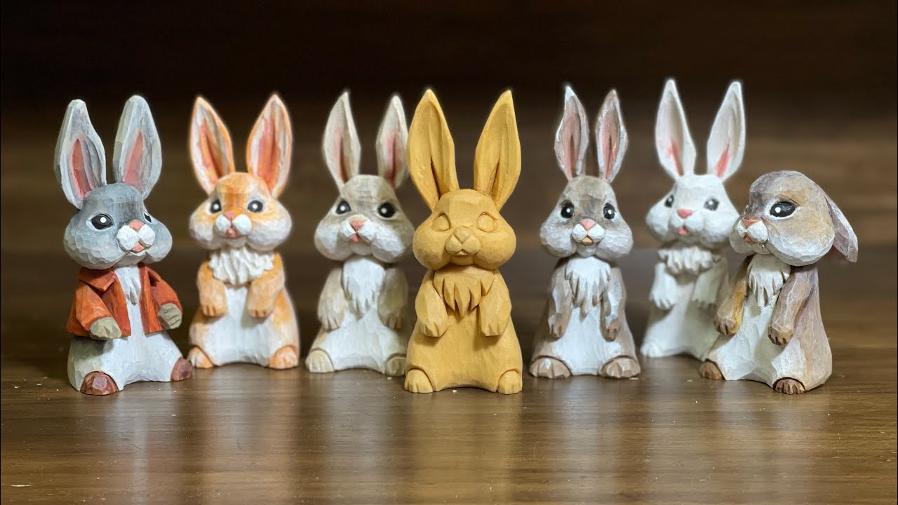 [우드카빙]목각인형 조각하기-토끼 Woodcarving-Carve a little Rabbit - YouTube