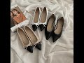 스프링 루나스 앞코 배색 리본 플랫슈즈 (1cm)