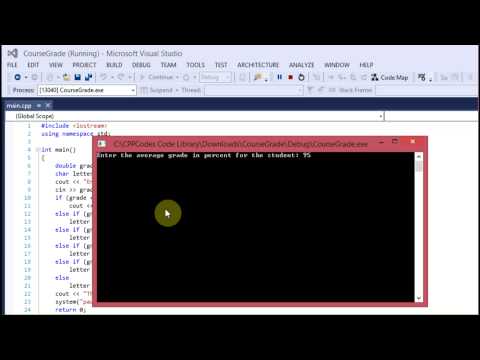 Course Grade Percent to Letter C++ Code (Visual Studio)