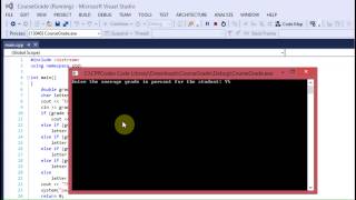 Course Grade Percent to Letter C++ Code (Visual Studio)