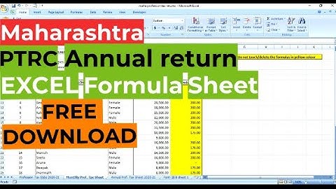 Maharashtra annual profession tax excel calculation sheet