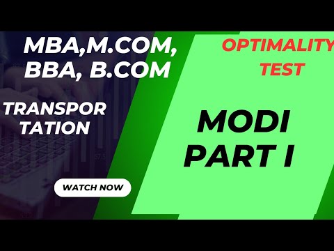 Modified (Modi) method for optimality test- Transportation problem ...