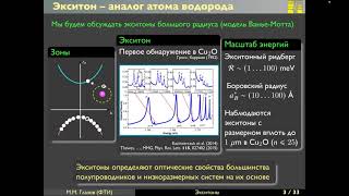 Экситоны в полупроводниках и наноструктурах. Лекция для аспирантов ФТИ - 1