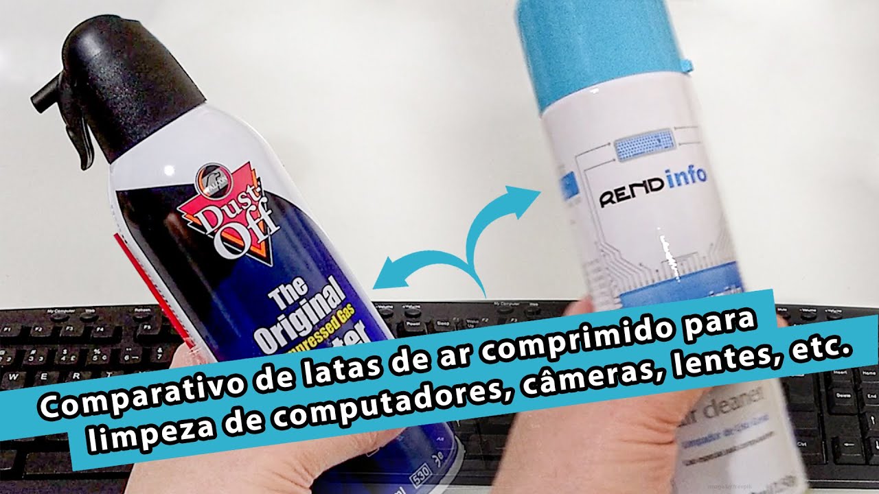 Comparando latas de spray ar comprimido para Limpeza de computador câmera etc - DustOff vs RENDinfo.