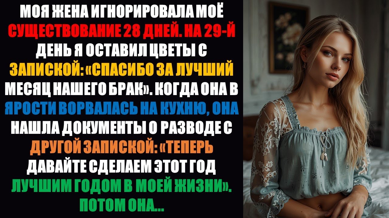 Моя жена игнорировала мое существование 28 дней. На 29-й день я оставил цветы с запиской: «Спасибо..