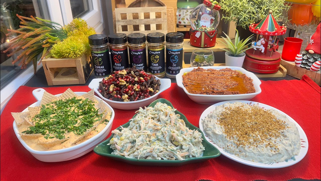 YENİ YIL SOFRALARINA 5 MEZE | Narlı Kuru, Mütebbel, Tyrokofteri, Muhammara, Elmalı Kereviz Salatası YENİ YIL SOFRALARINA 5 MEZE | Narlı Kuru, Mütebbel, Tyrokofteri, Muhammara, Elmalı Kereviz Salatası