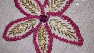 Hand embroidery , scroll stitchالغرزة في التطريز اليدوي مع العقيق