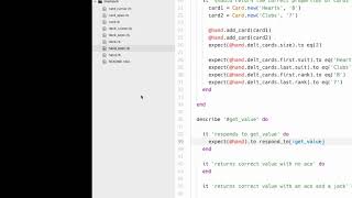 Ruby programming with RSpec - Blackjack Part 6 (((Coding hand class))) Information