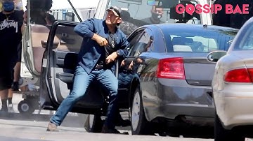 Chris Pratt films an action scene for 