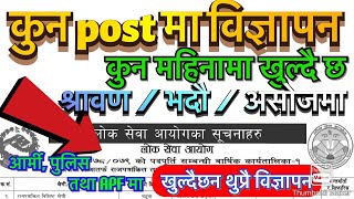 लोकसेवा द्धारा विज्ञापन nepal army, police, APF, nasu, kharidar, adhikrit, कहिले हुन्छ | sunlight tv