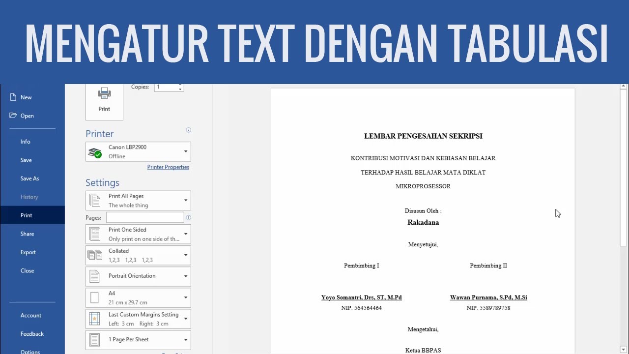 Cara membuat lembar pengesahan yang rapi untuk orang awam Microsoft