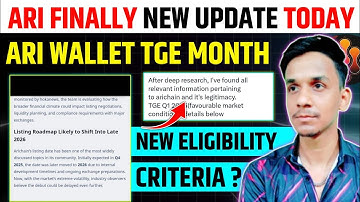 GOOD NEWS 🥳ARI WALLET AIRDROP LISTING UPDATE 📣 ARI WALLET NEW UPDATE | ARI WALLET TOKEN WITHDRAWAL