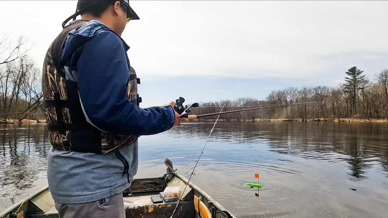 Trolling for spring walleyes with planer boards for the first time