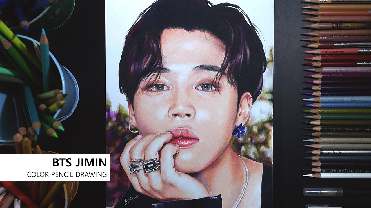 BTS JIMIN colored pencil drawing - Freedraw - YouTube