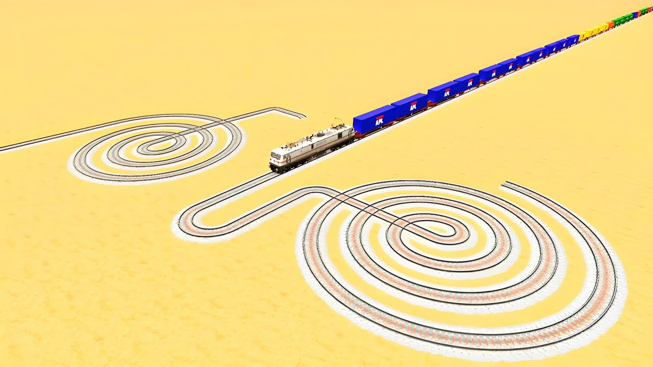 🎉SANKE TRACK CROSSING TRAIN ZIG ZAG CIRCLE WITH UTRUN TRACKS💝RAILWORK BEANG DRIVE 