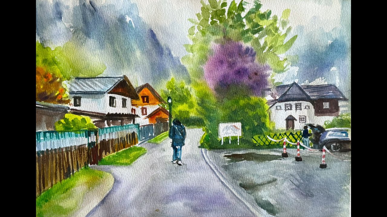 N692 水彩风景Watercolor Landscape 수채화풍경- YouTube