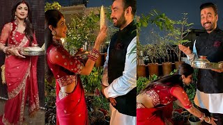 Shilpa Shettys first Karwa Chauth with hubby Raj Kundra after his Arrest &  Bail from Jail 2021