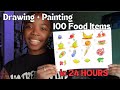 Drawing 100 Food Items in 24 Hours | Watercolor Speed Challenge!