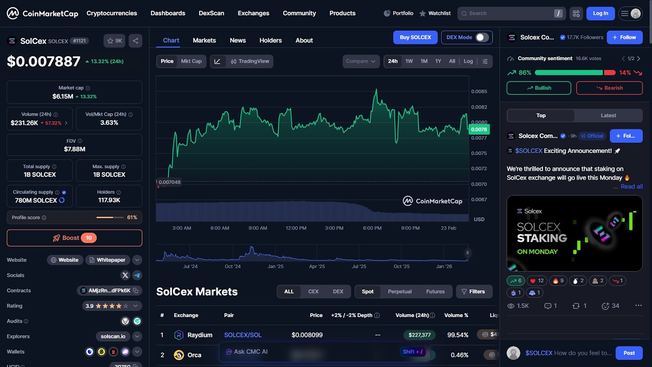 Is SolCex ($SOLCEX) token legit or a scam