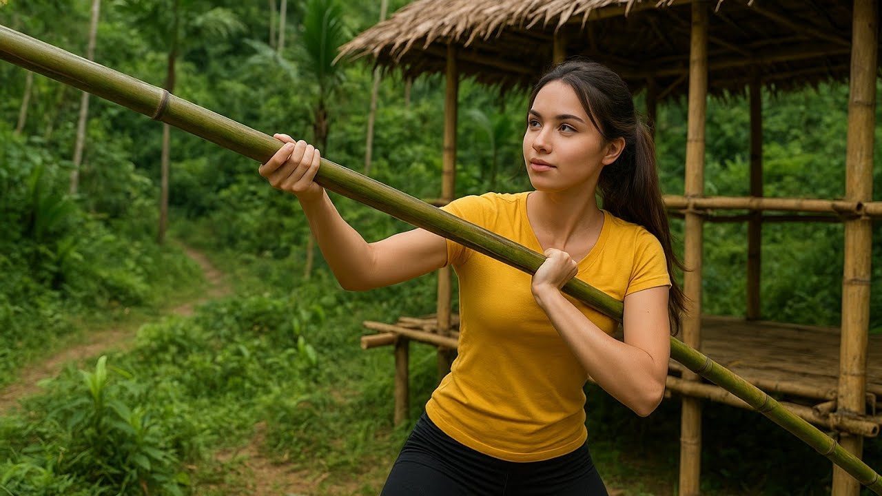 Brave Girl Builds a Bamboo House Alone in the Jungle | Amazing Survival ...