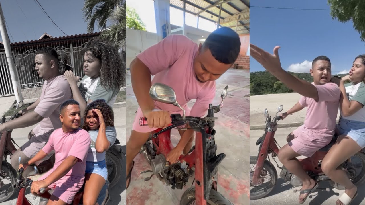 Daniel me fue a recoger al salón en esta moto viej4😱😂